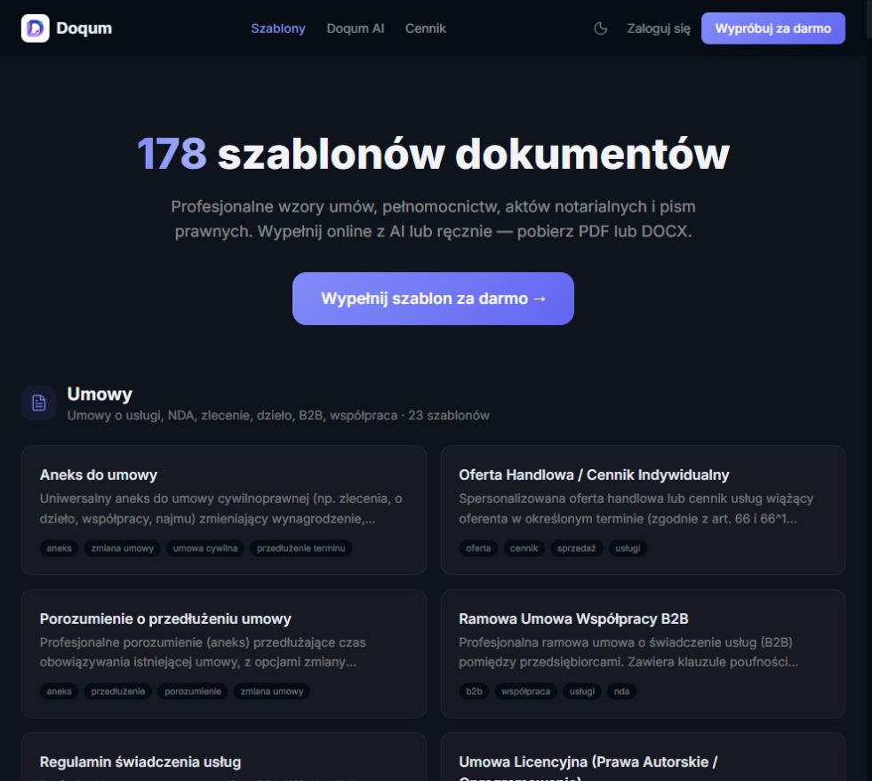 Doqum — biblioteka dokumentów i szablonów