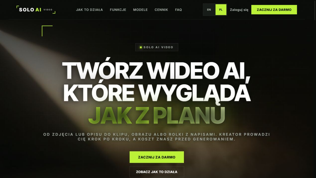 Solo AI Video — publiczna strona studia obrazów i wideo AI